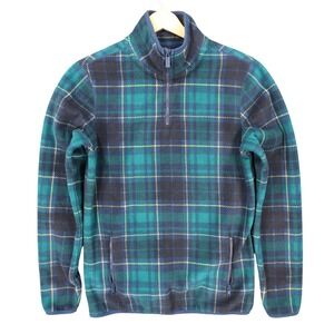 Prince & Fox Fleece Pullover Mens Small Green Excellent‎ Plaid Quarter Zip